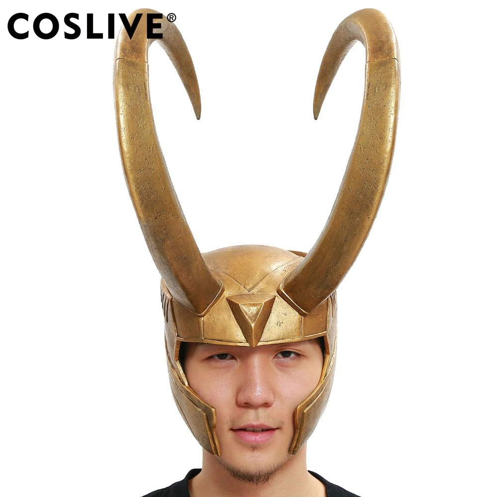 Coslive Loki шлем Марвел Тор Локи маскарадный костюм Золотой маска из ПВХ с полной