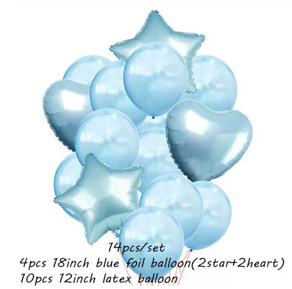light blue 14 шт мульти воздушный шар "Конфетти" с днем рождения, розовое золото, Гелиевый шар, воздушные шары, украшения, свадебные праздничные вечерние принадлежности - Цвет: light blue