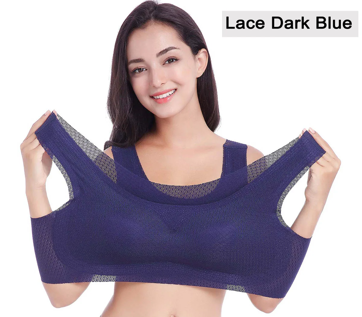 Lace Dark Blue Женский сексуальный кружевной бюстгальтер большого размера для сна, жилет, повседневный бесшовный бюстгальтер с подушечками, однотонный бесшовный бюстгалтеры без проволоки, полный бюстгальтер, дышащий бюстгальтер - Цвет: Lace Dark Blue