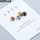 WLYeeS 2 шт., белая медная монета из циркония, бисер 8 мм, Плоская Круглая микро-инкрустация, прозрачная металлическая распорка, Бисер для ювелирных изделий, браслет, сделай сам