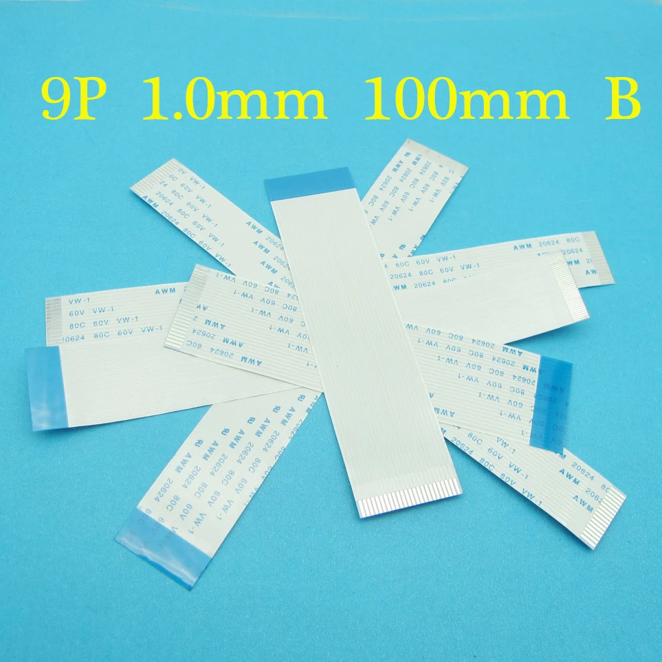 2шт 9pin FFC FPC плоский гибкий кабель 1 0 мм шаг 9 pin Тип B длина 100 ленточный AWM 20624 80C 60V|Шлейфы для мобильных