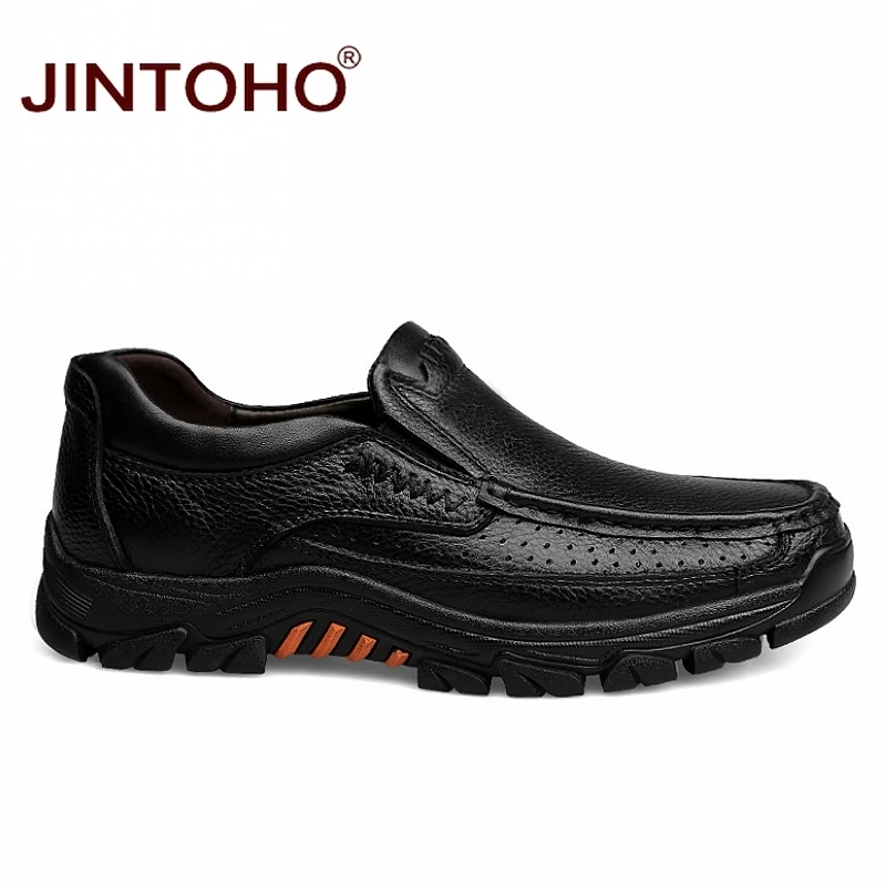 Туфли JINTOHO мужские парадные из натуральной кожи деловые туфли без застежки