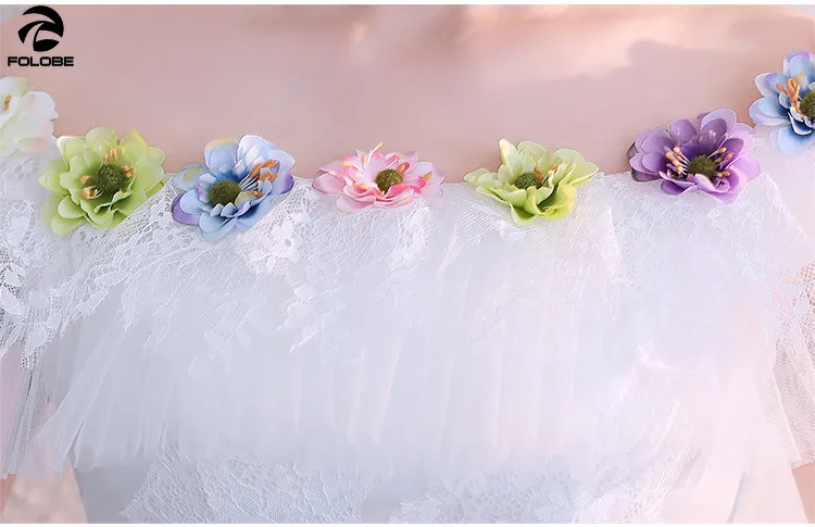 

FOLOBE Off the Shoulder White Mini Party Dresses Short Sleeve Lace Flowers Women Formal banquet Dress Vestidos