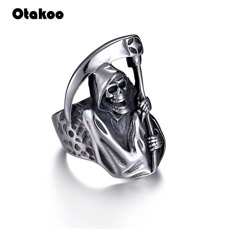 Otakoo unk 316L кольца из нержавеющей стали для мужчин Готический Ад смерти череп