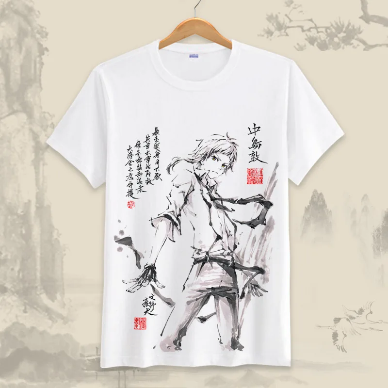 Anime Bungou stray dogs T Shirt Chuuya Nakahara T-Shirt Short Sleeve Tee Shirt Men Women Cotton Tshirt