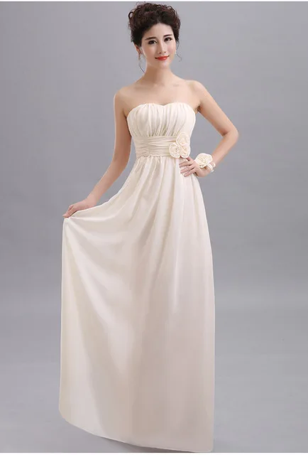 Простое длинное шифоновое розовое платье подружки невесты Vestido De Festa De Casamento Вечерние платья на выпускной - Цвет: Champagne-C
