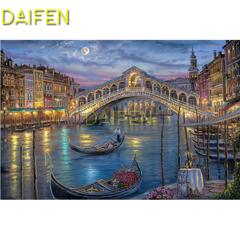 Full Round Diamond embroidery city river Square painting Cross stitch DIY Venice and boat 3D mosaic | Дом и сад