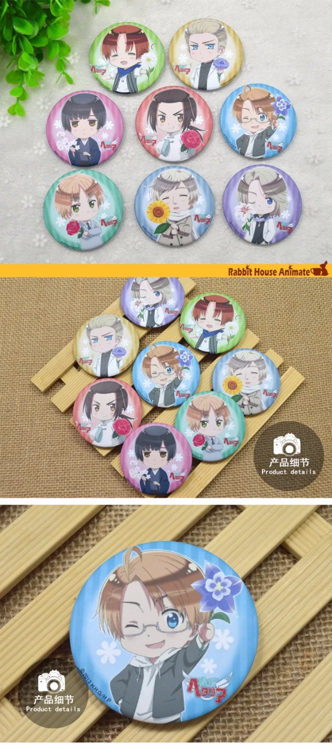 1 шт. 58 мм значок брошь с аниме Axis Powers Hetalia Cute Country Россия Италия США Великобритания