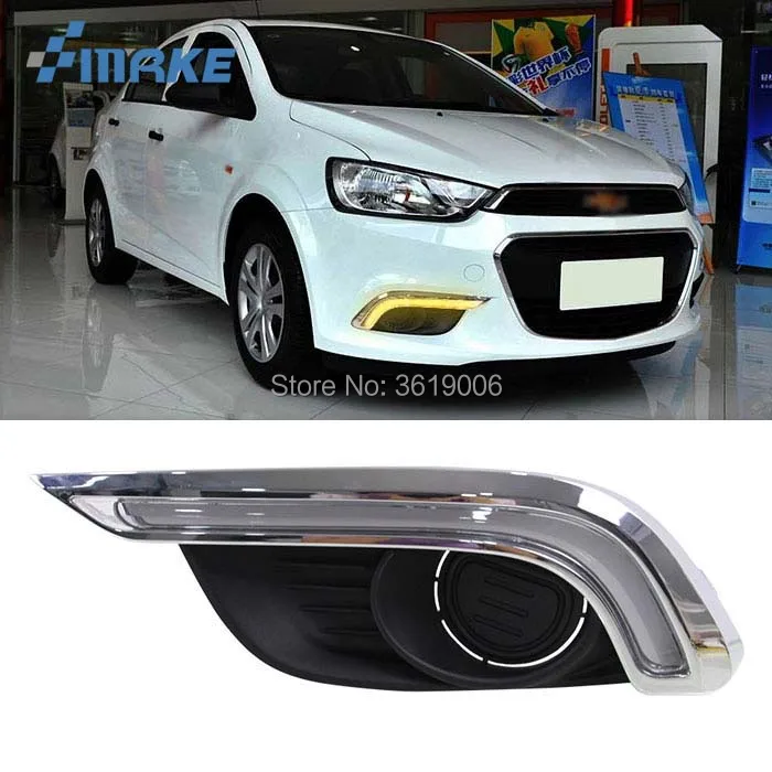 SmRKE для Chevrolet Aveo 15 16 светодиодный DRL Габаритные огни белый дальнего света + желтый