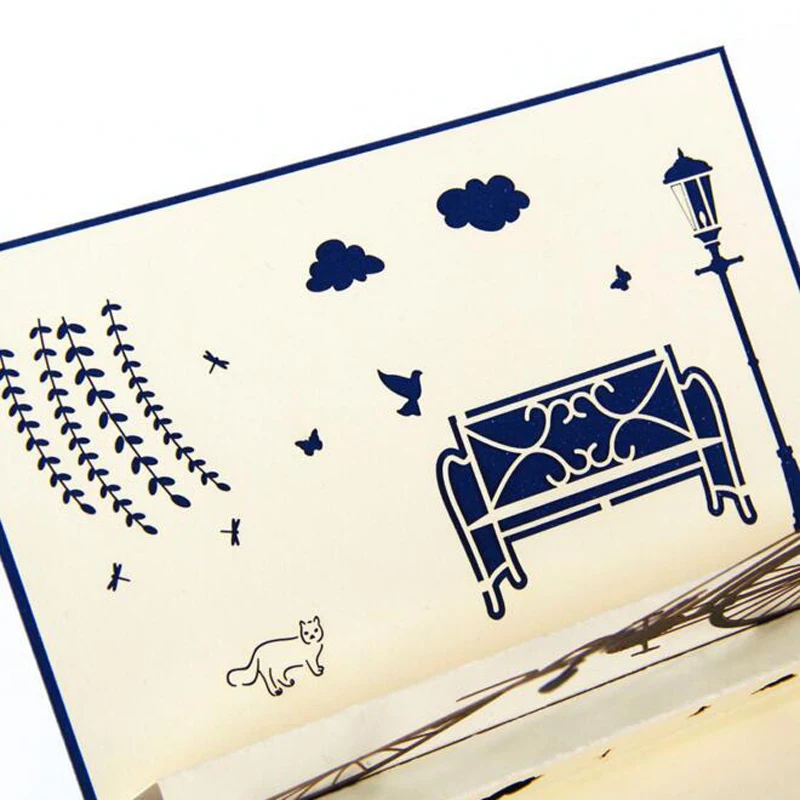 (10 шт./лот) поделки бумаги выскочить Винтаж велосипед поздравительная карта