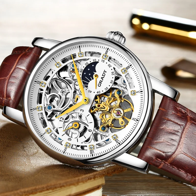 Tourbillon Бизнес мужские часы лучший бренд класса люкс противоударный
