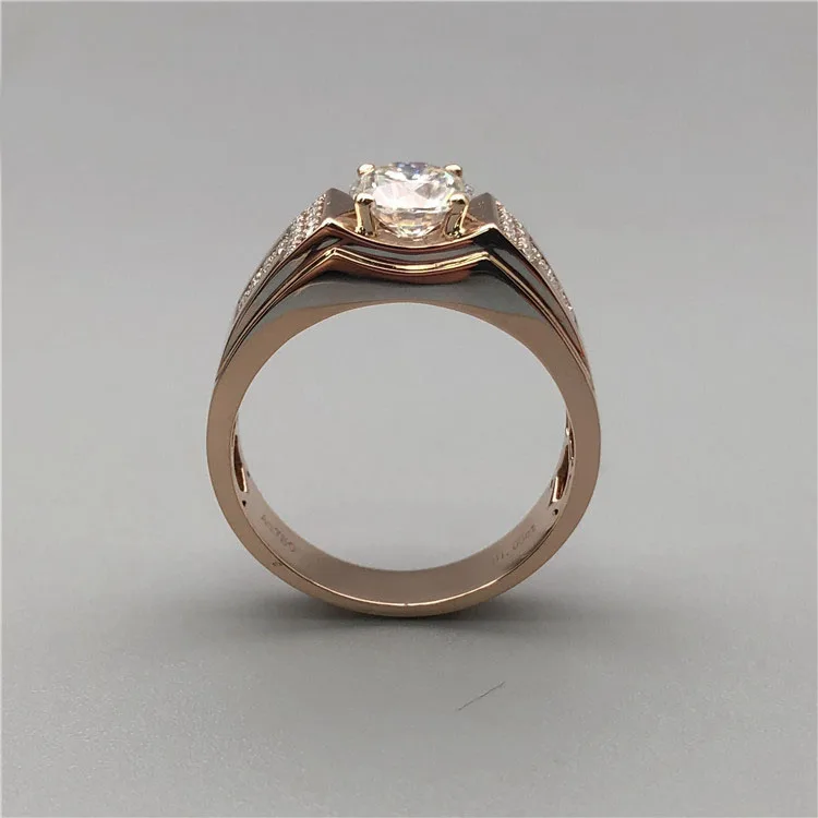 Мужское кольцо с бриллиантами 750AU Moissanite роскошное из розового золота 18 К 1 карат 2