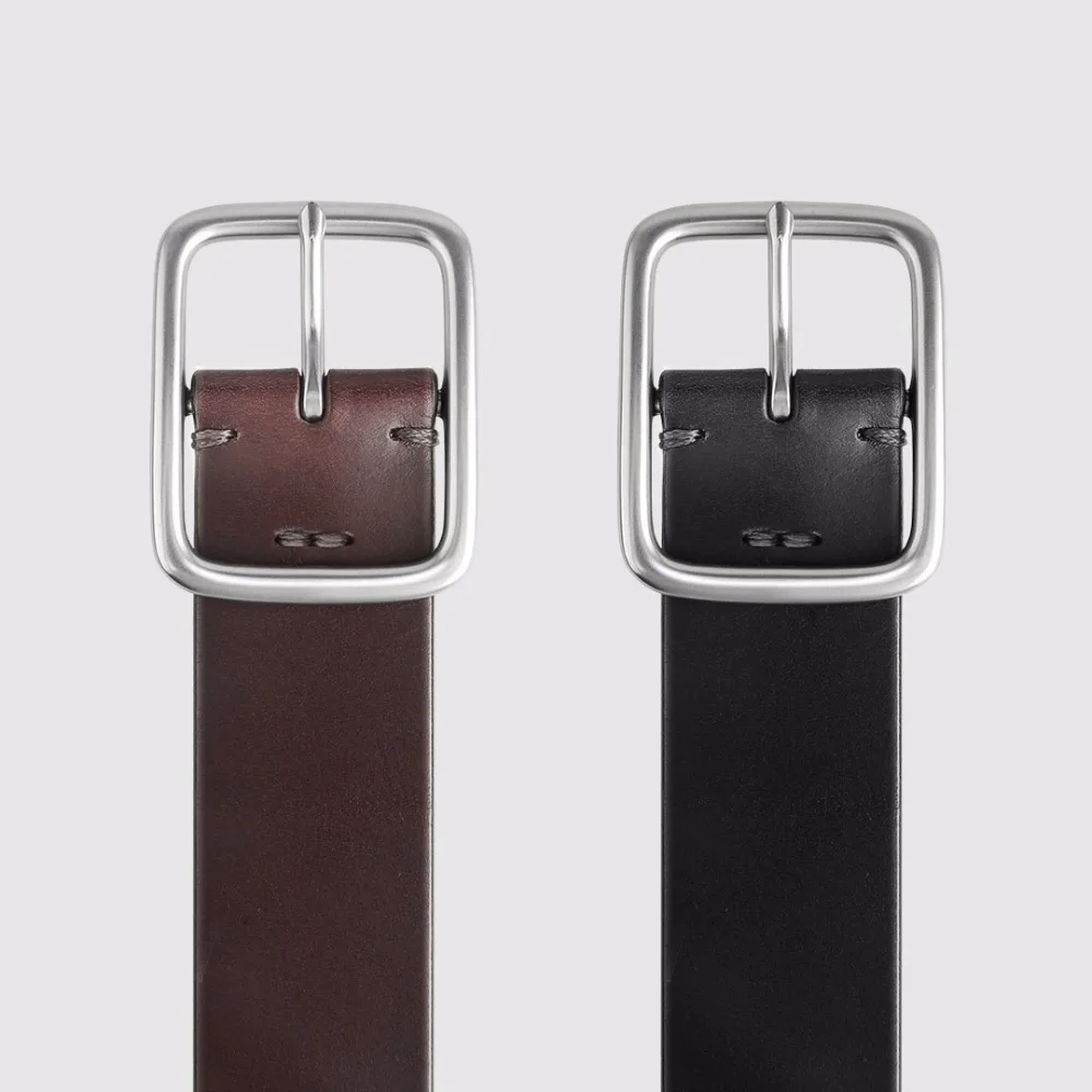 

2020 New Qimian Leisure Cow Leather Belt Five Hole Two Color 38mm Width Man Alluminum Buckle