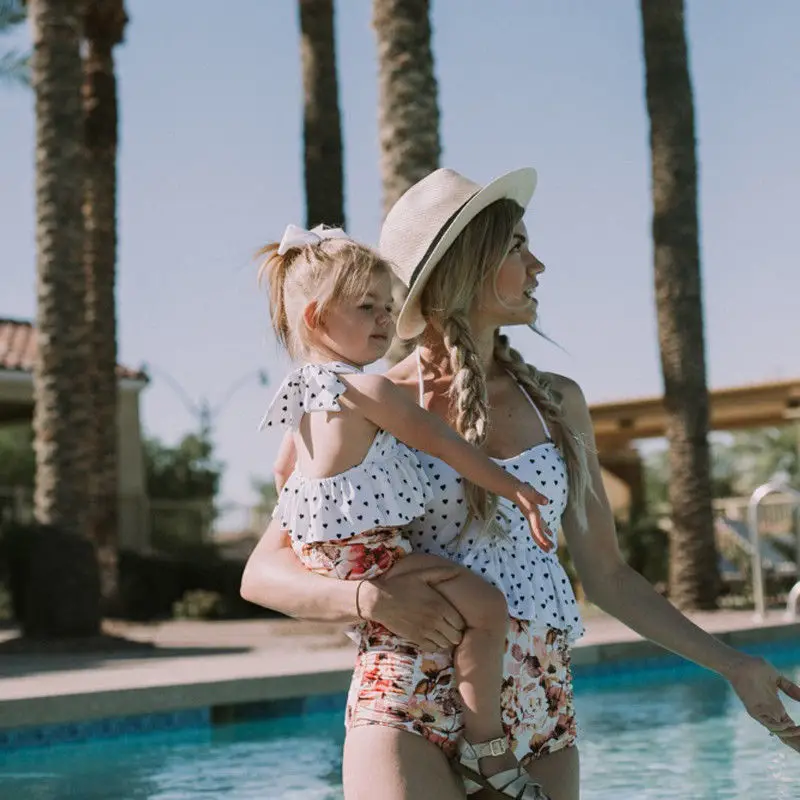 2018 Новый брендовый милый комплект для всей семьи купальный костюм мамы девочки 2