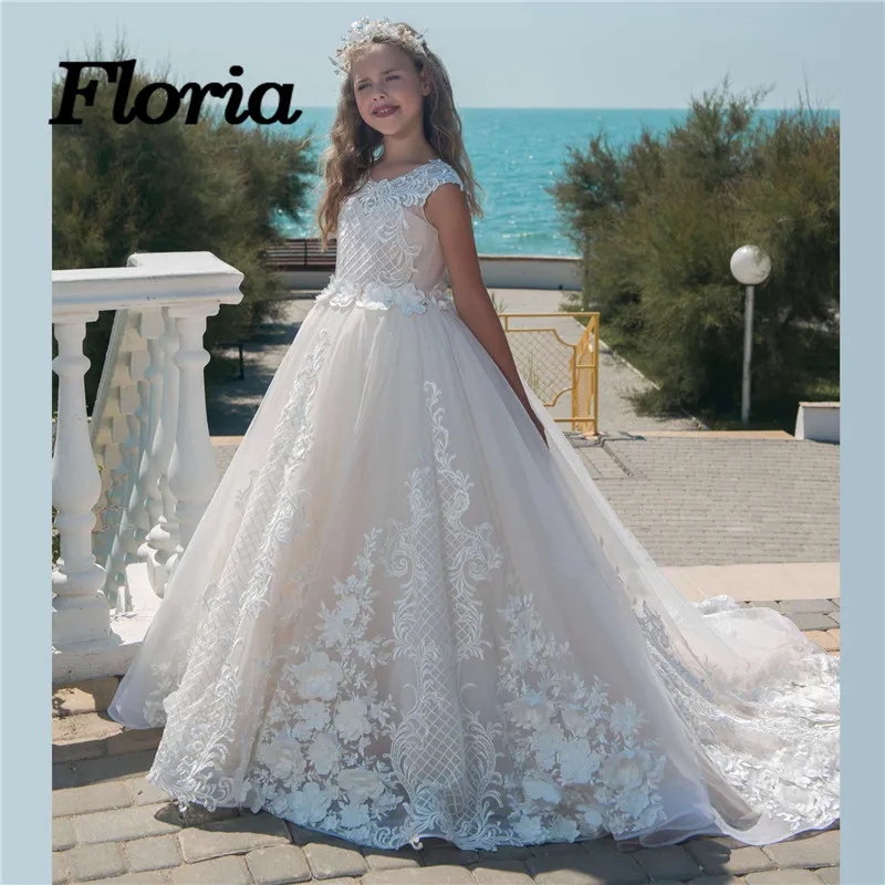 

Fancy First Communion Dresses For Girls Arabic New Flower Girl Dresses For Weddings Kids Pageant Gowns 2018 Vestidos daminha