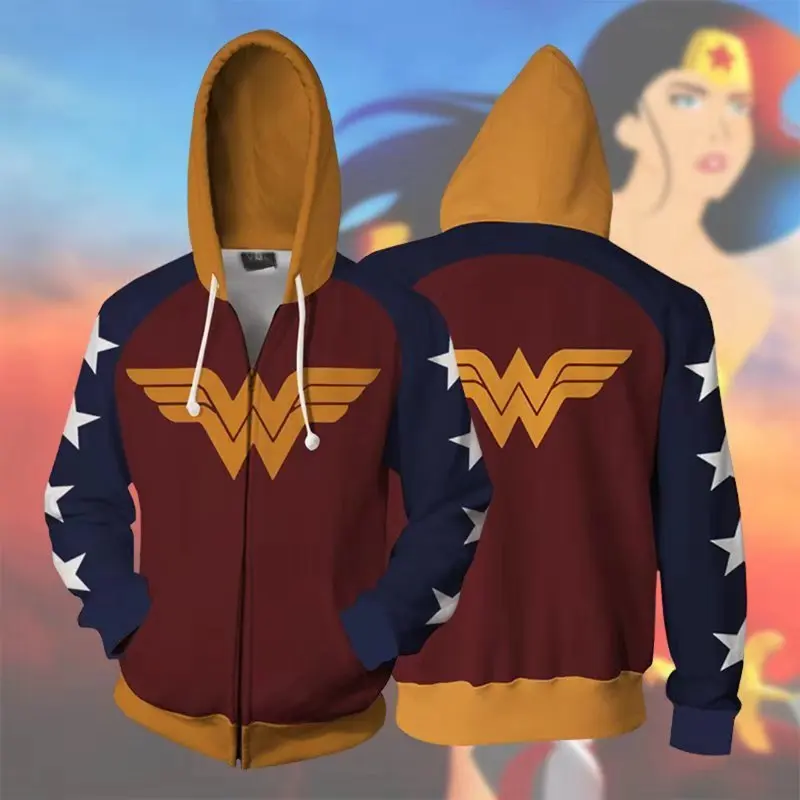Wonder Woman фольга Корона Junior толстовка с капюшоном женские толстовки Kawaii для женщин