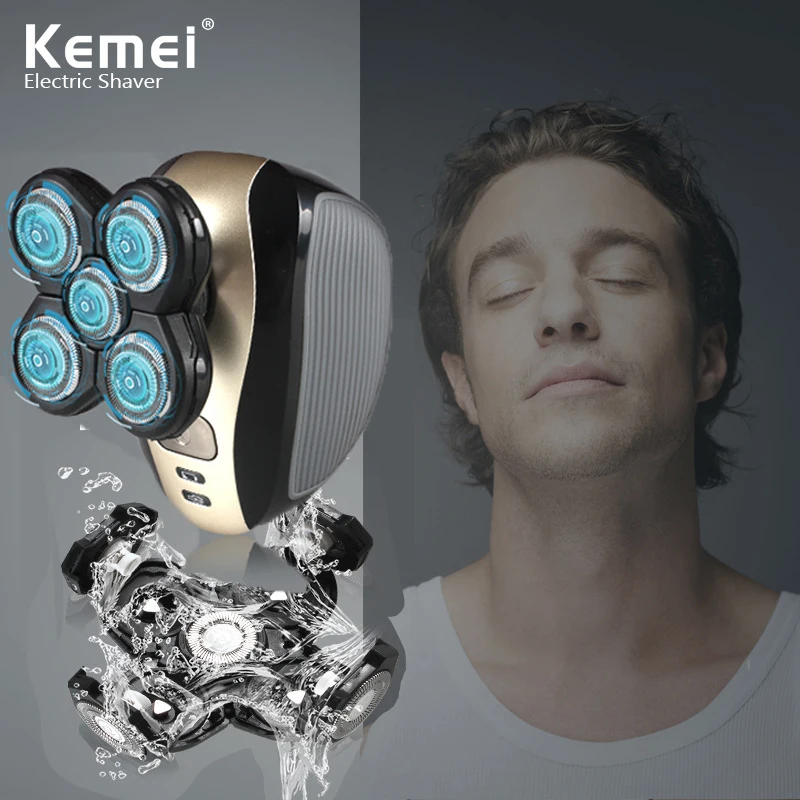 

Kemei 5 в 1 KM-1000 электробритва с 5 лезвиями моющиеся электробритвы для бритья многофункциональные мужские бритвы для ухода за лицом