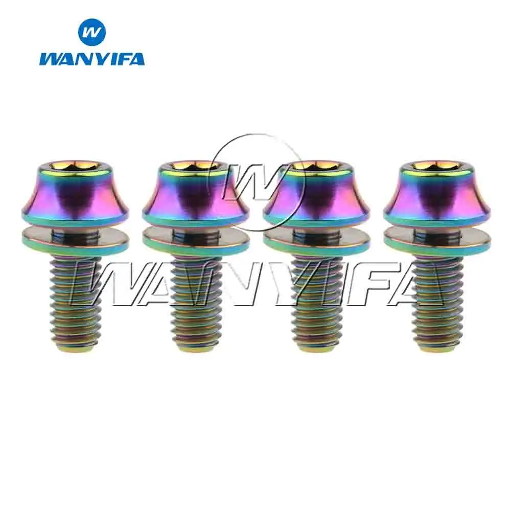 Wanyifa 4 шт. Титановые Болты Винты M5x12mm с шайбами для велосипедный держатель для бутылки, 5 цветов