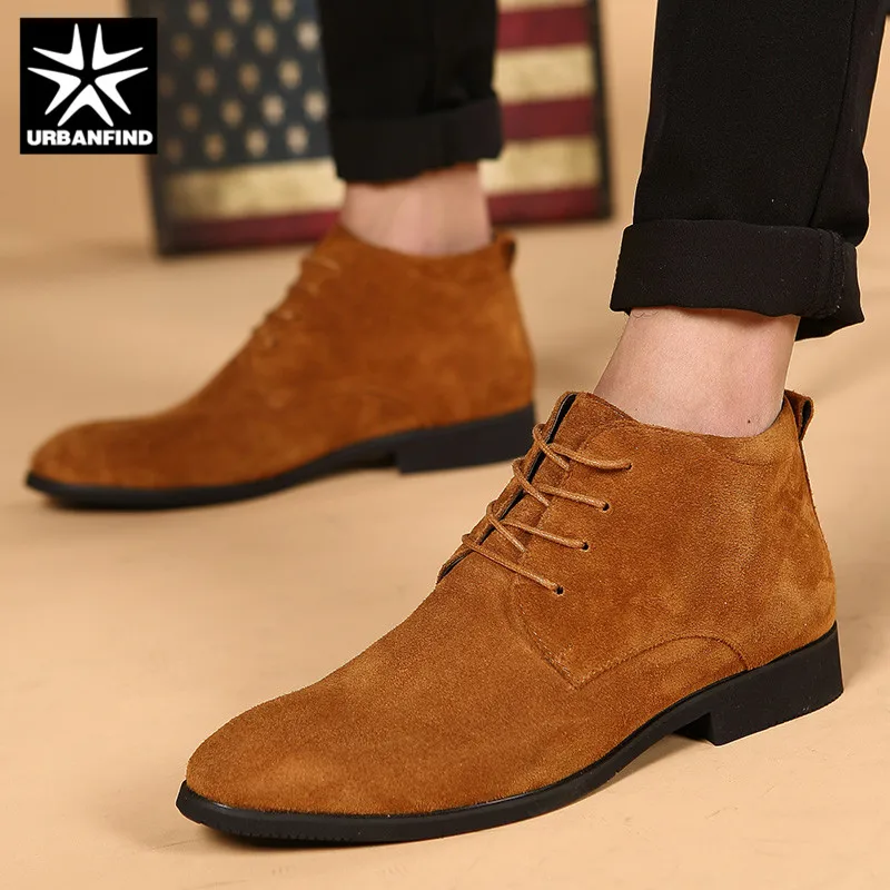 URBANFIND Genuine Leather Men Ankle Boots Breathable High Top Shoes Outdoor Casual Winter Homme | Обувь