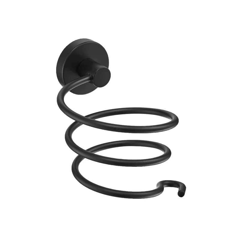 Hair Dryer Holder Черная Полка для полотенец для ванной комнаты из нержавеющей стали, держатель для туалетной щетки, держатель для полотенец, держатель для бумаги, крючок для халата, аксессуары для ванной комнаты EL1900B - Цвет: Hair Dryer Holder