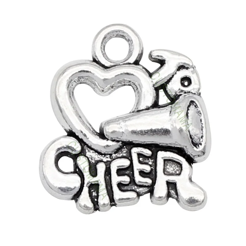 

60pcs-Cheerleader амулеты античное серебро Love to талисман Cheer Подвеска 18x16 мм