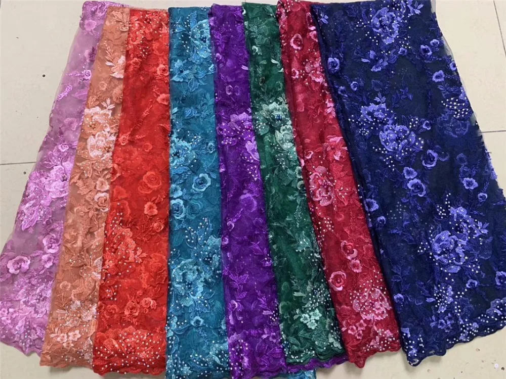 Тюлевое кружево с бусинами в африканском стиле свадебное зеленое Голубым Озером