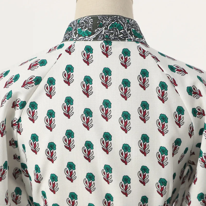 DEAT new summer fashion women clothes round neck vintage Vacation lantern sleeves linen flower printed dresses WG84206L