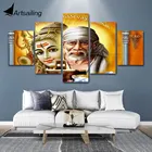 Постеры и принты, 5 шт., Ширди Саи Баба Шива, инду, шалфей, искусство на холсте, живопись, настенные картины для гостиной