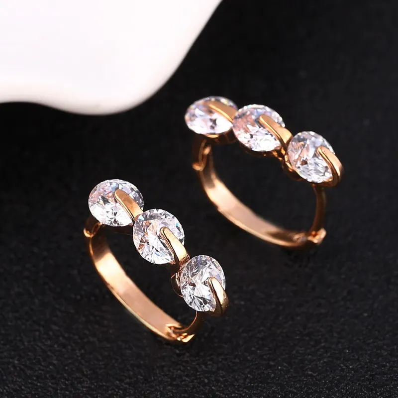 Серьги-гвоздики с цирконием ААА женские роскошные золотистые украшения для ушей