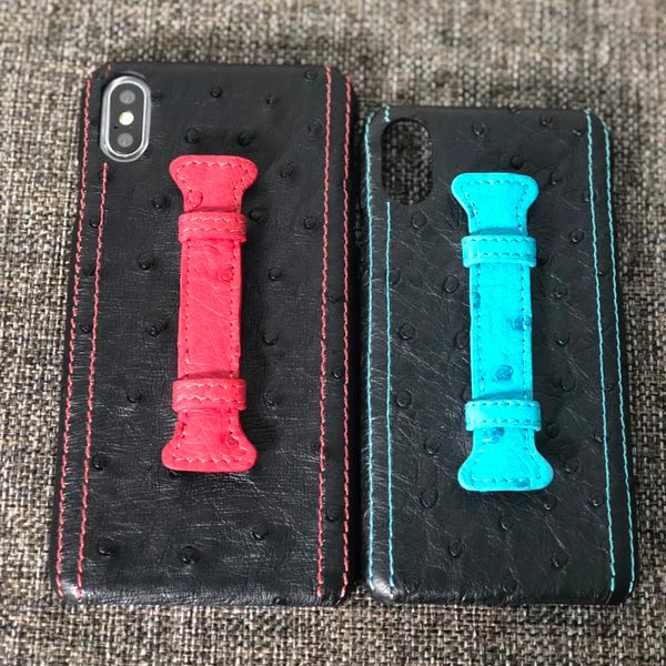 Чехол из натуральной кожи страуса, Роскошный чехол для iphone X XS Max XR, модный дизайн смешанных цветов