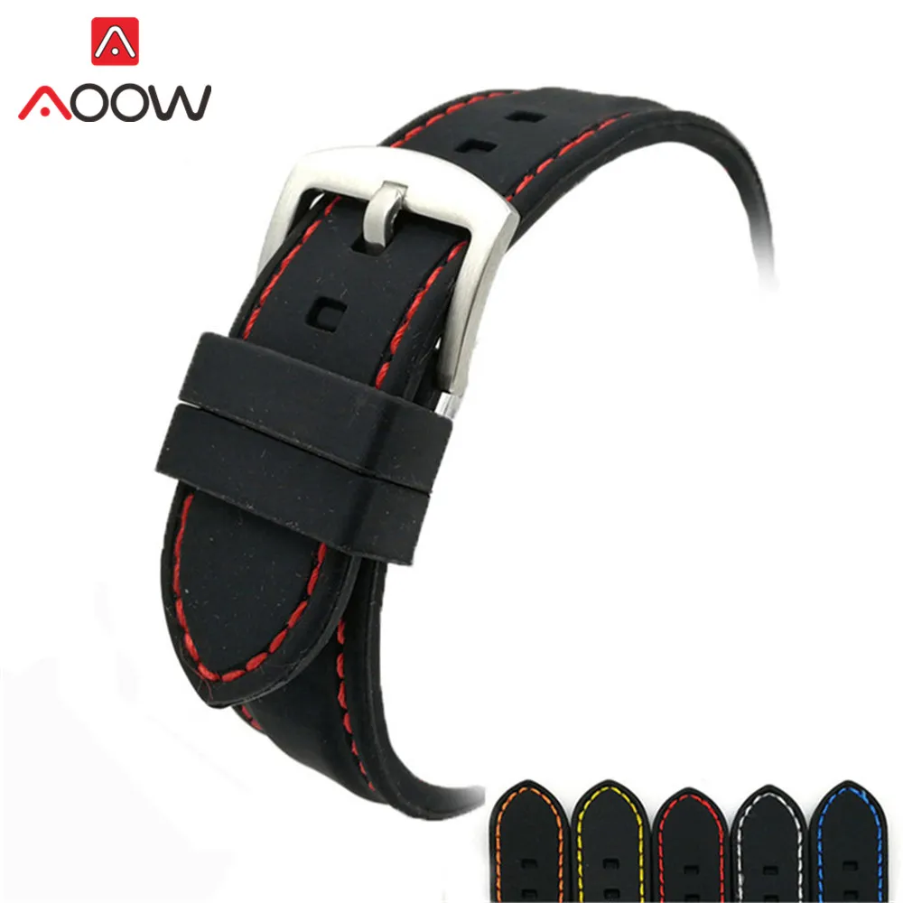 

Universal 20mm 22mm 24mm 26mm Soft Silicone Watchband High Quality Sport Waterproof Pin Buckle Bracelet Band Strap Accessories