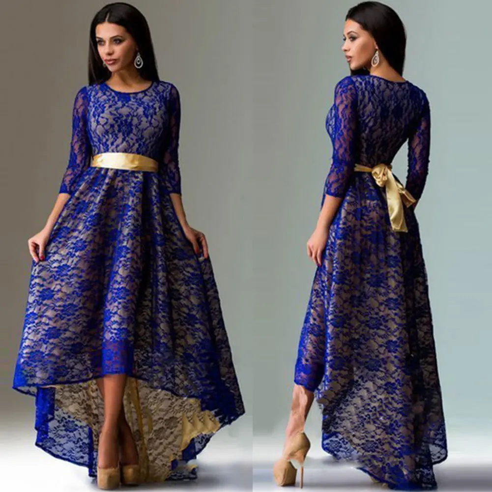 

S-3XL women o neck long sleeve lace dress casual leisure party dress winter autumn spring slim maxi dress plus size