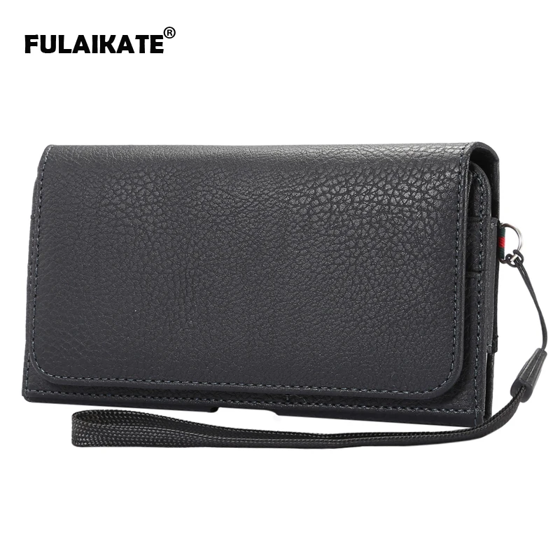 

FULAIKATE 6.3" Lanyard Litchi Wallet Bag for Samsung Galaxy Mega GT-i9200 Card Pocket Waist Universal Holster for S8 Plus Case