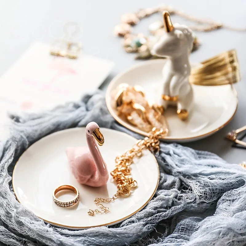Cocostyles InsFashion нежный Единорог и фламинго круглая керамическая тарелка для