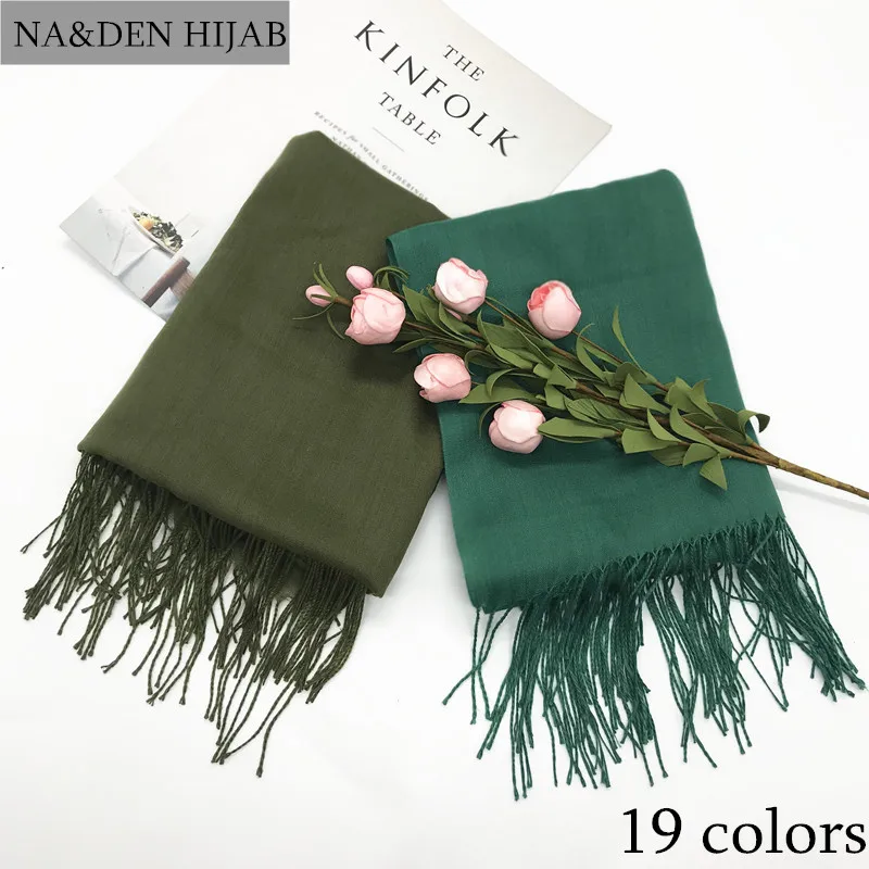 2018 высокое качество хлопка вискоза сплошной цвет кисточкой женские шарф супер