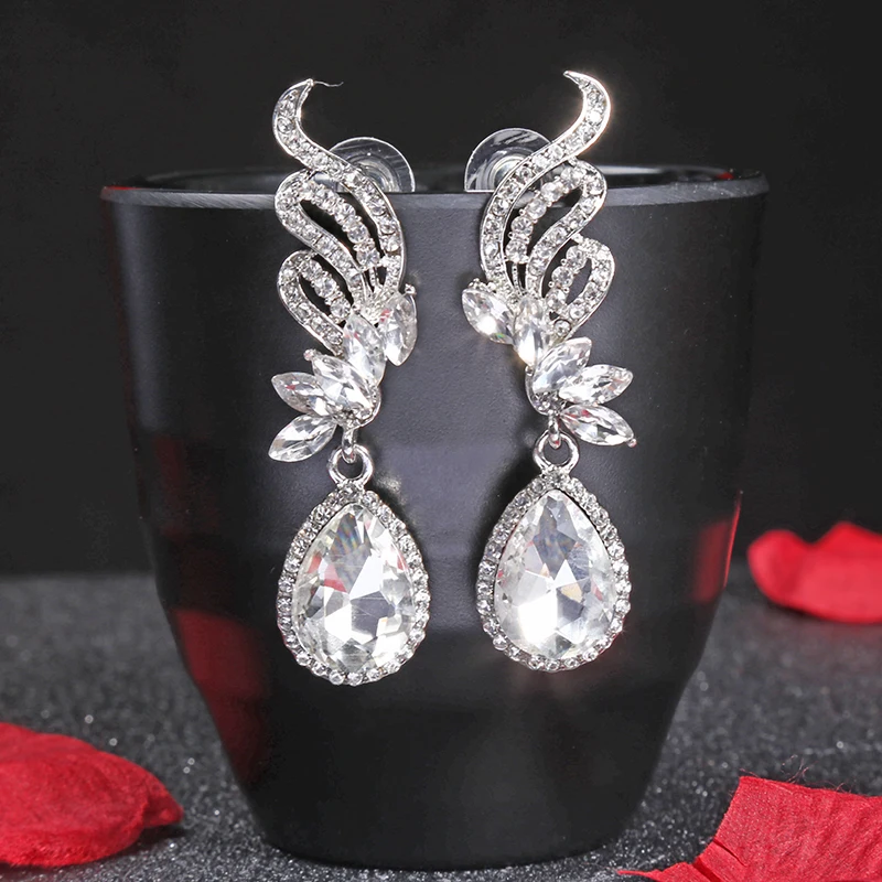 THRWELL Romantic Dangling Phoenix Shape Earrings for Women Shining Jewelry Christmas Gift Water Drop Pendant wedding party | Украшения и