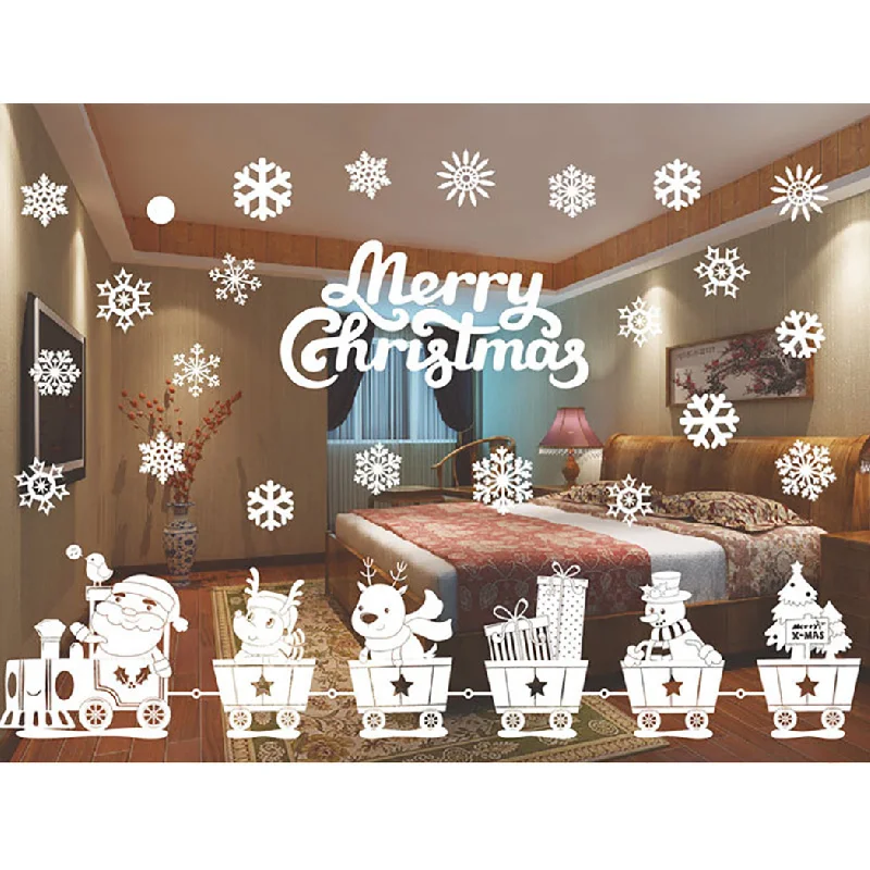 Christmas Wall Sticker Home Decor Store Window Decoration Hanging Jingle Bell Snowflake Reindeer | Дом и сад