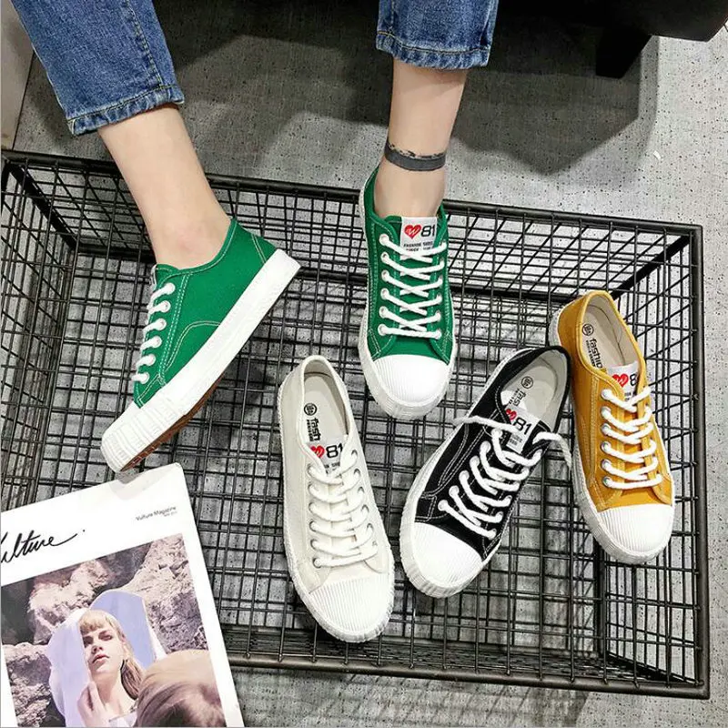 

Dropshipping new autumn fashion women casual flats canvas shoes lady lace up breathable lightweight shallow sneakers 2019