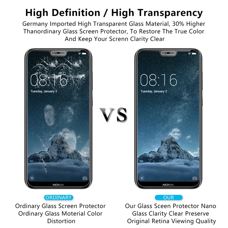 2.5D 0 26 мм 9H Премиум Закаленное стекло для Nokia X6 5 8 дюйма Защитная пленка | Мобильные
