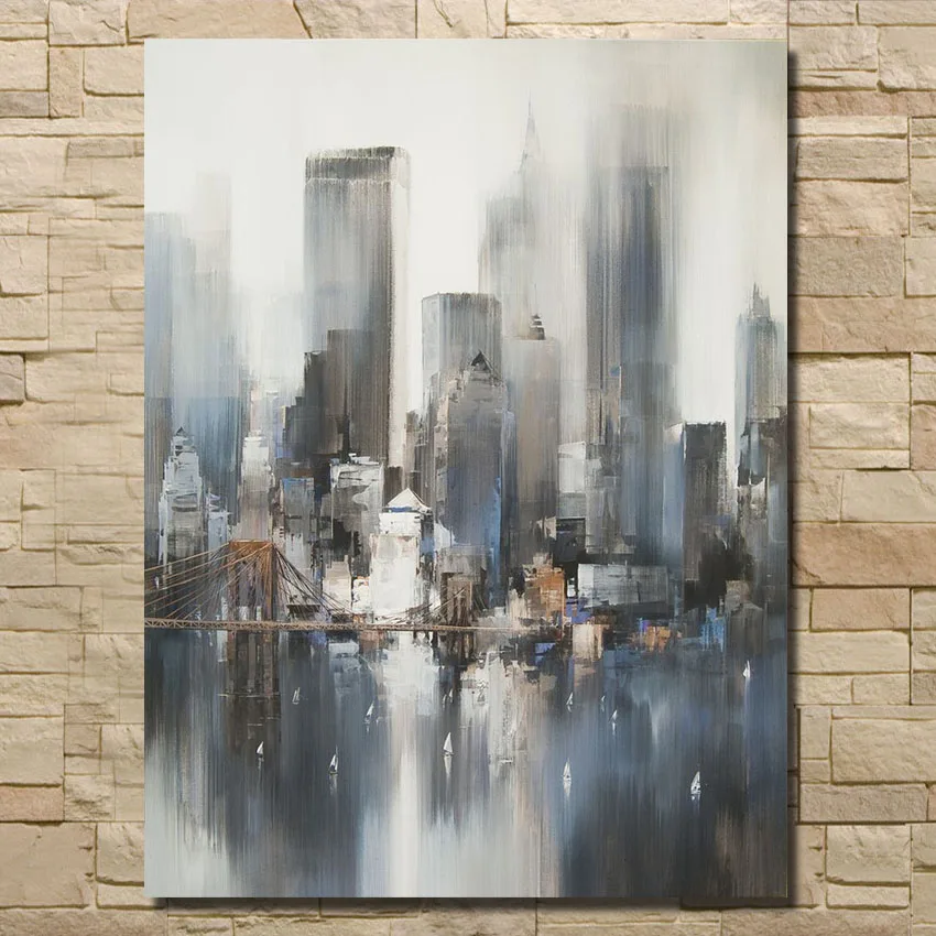 Абстрактная картина маслом на холсте Город без рамки|oil painting|paintings on canvasoil painting canvas
