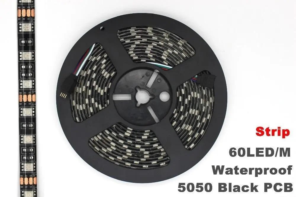 5050 Светодиодная лента DC12V 60Led/M черная печатная плата 5 м/рулон 300 светодиодов