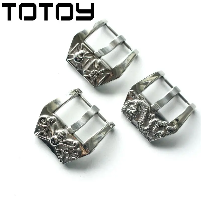 TOTOY индивидуальная из нержавеющей стали Пряжка, Ретро Серебряный кожаный ремешок пряжка, 20 мм 22 мм 24 мм Персонализированная текстура пряжки, быстрая