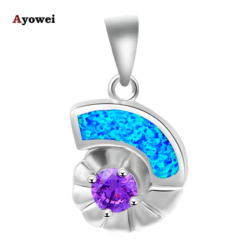 Hot Sell Retail Style Popular Gifts for girls People Blue fire Opal Fashion jewelry stamp silver plated Necklace Pendants OP411A | Украшения