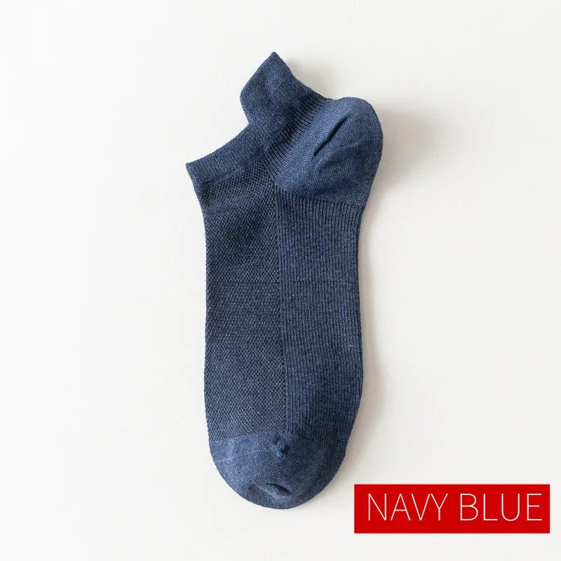 Blue 5 пар, тонкие хлопковые носки в сетку, невидимые короткие летние дышащие мужские носки-башмачки - Color: Blue