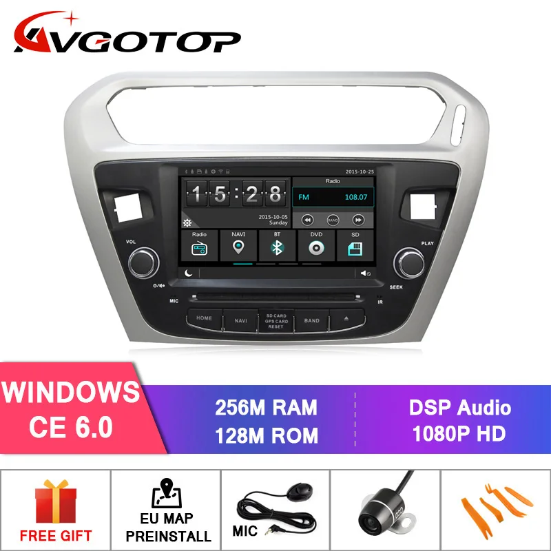 Wince 6.0 AVGOTOP Android 9 Wince автомобильный Радио dvd-плеер для PEUGEOT 301 CITROEN ELYSEE 2G 16G gps Мультимедиа - Цвет: Wince 6.0