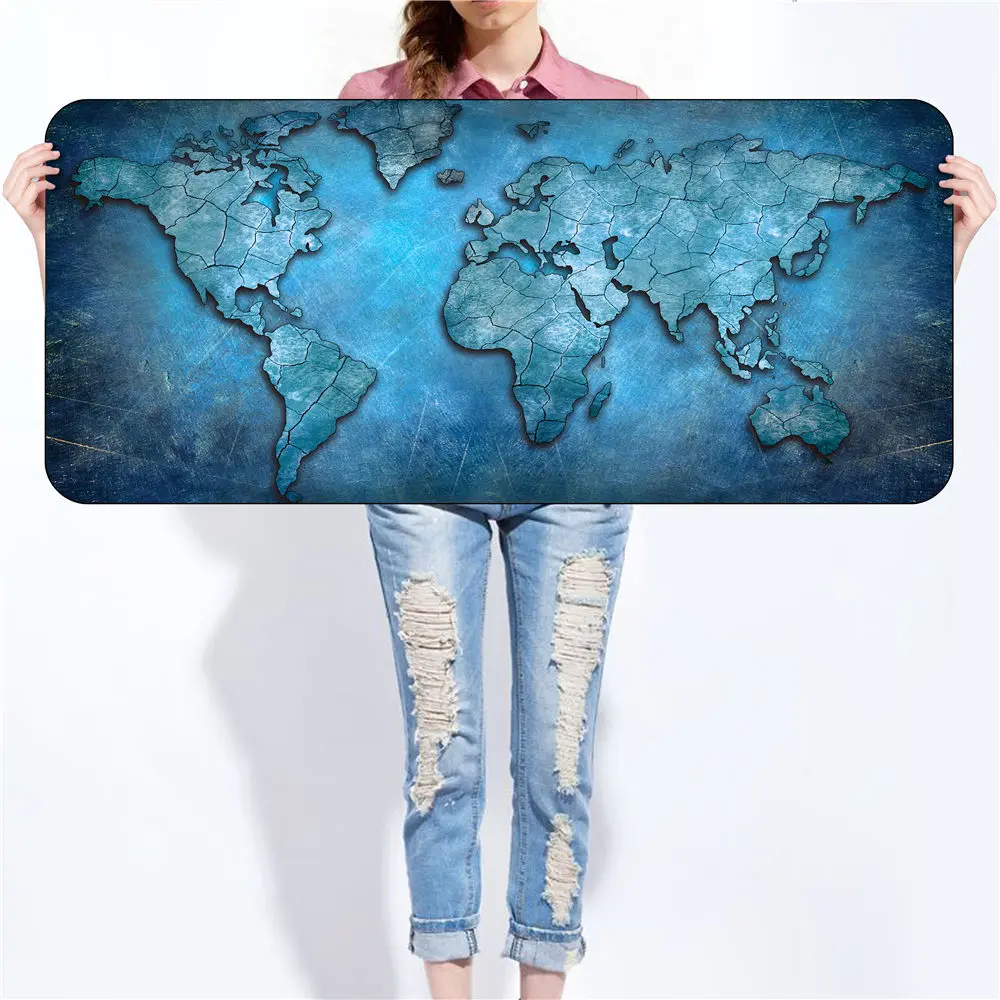 Винтажная карта мира игровой коврик для мыши с сшитые края нескользящая