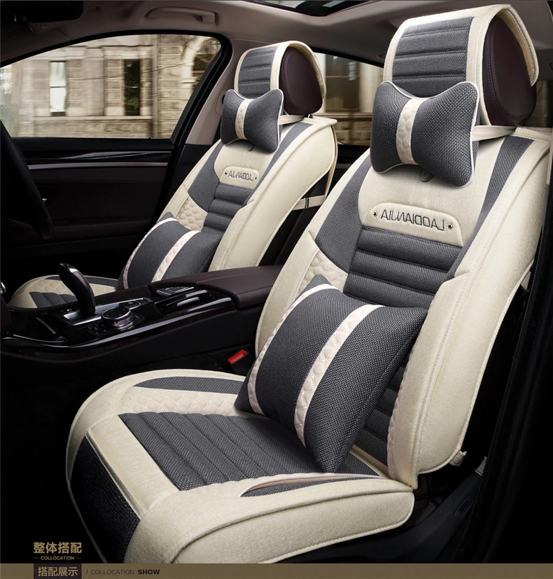Автомобильный чехол для сидения, льняной стиль для Toyota Camry 40 Corolla RAV4 Verso FJ Land Cruiser LC 200 Prado 150 120