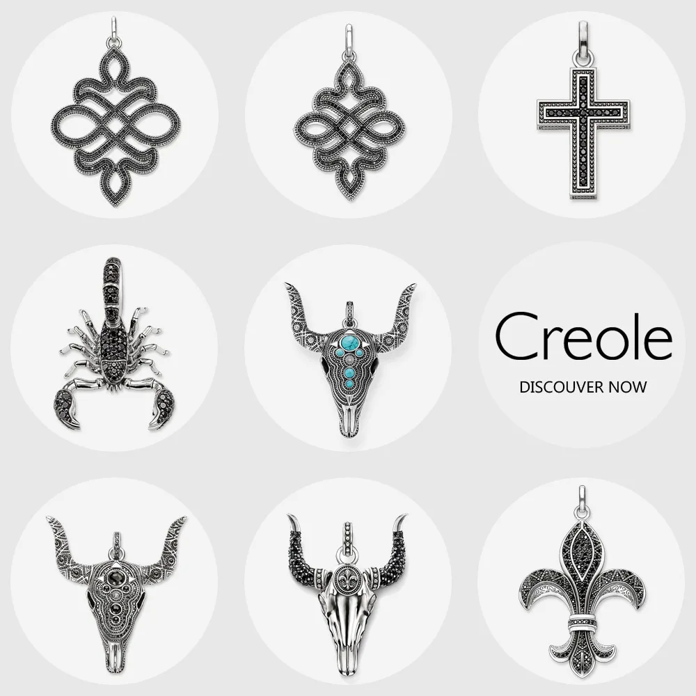 

Cross Scorpion Knot Bull Fleur-de-lis Necklace Pendant,2019 Summer Rebel Street Fashion Jewelry 925 Sterling Silver Vintage Gift