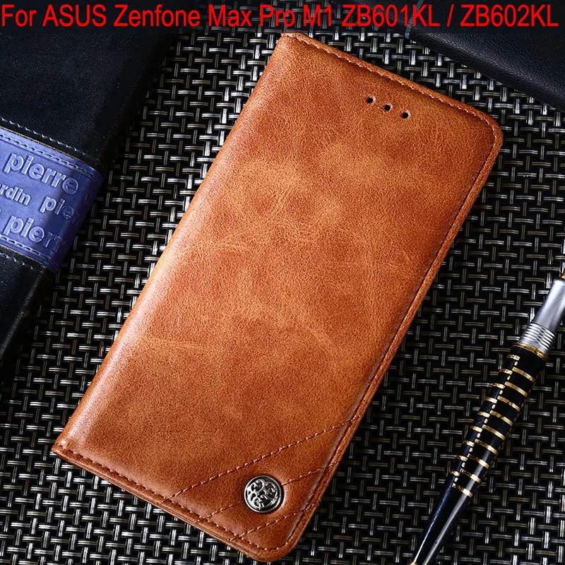 Чехол для ASUS Zenfone Max Pro M1 ZB601KL ZB602KL Роскошный кожаный флип-чехол с подставкой и