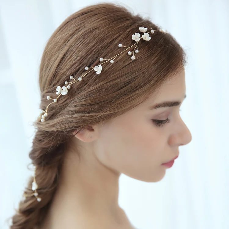 Женский ободок для волос SLBRIDAL Свадебный ручной работы с кристаллами и цветами
